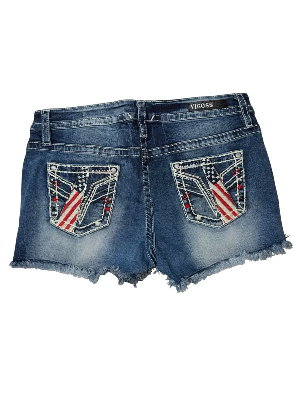 Vigoss Women's Medium Dark Blue Distressed Cutoff Denim Shorts